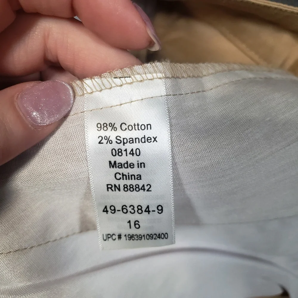 Ellos Chino Shorts‎ Womens 16 Tan Cotton Blend Stretch Flat Front Casual Classic